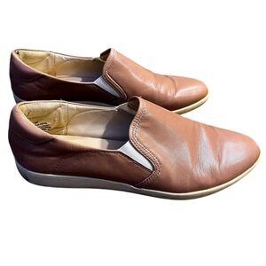 Nine West Leather Loafers Quiet Luxury Lildevil Fashion Sneaker Tan Brown 7